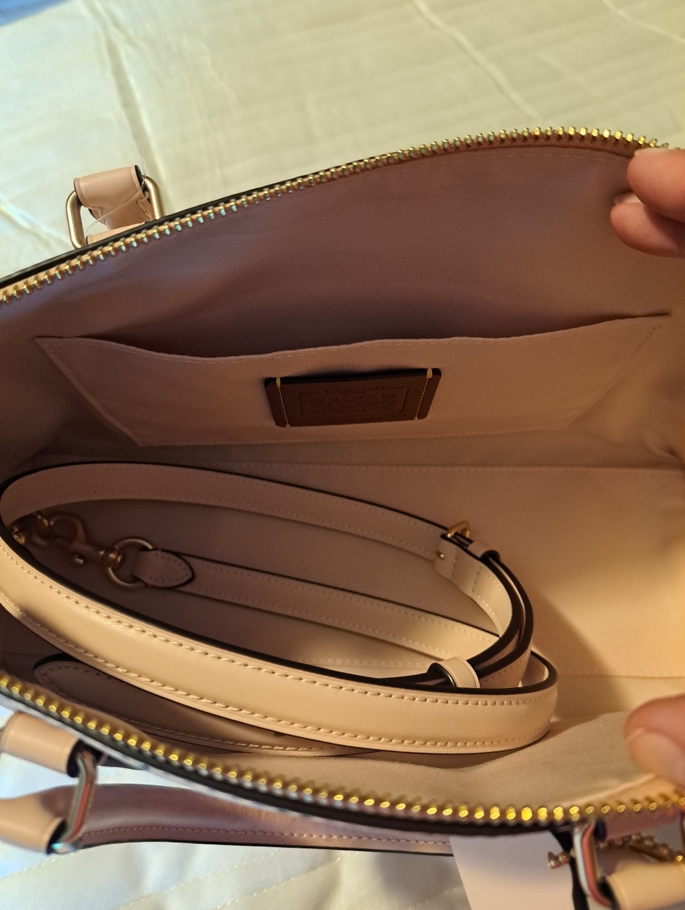 Coach Pink Floral Satchel with Gold-Tone Logo - Picture 5 of 5
